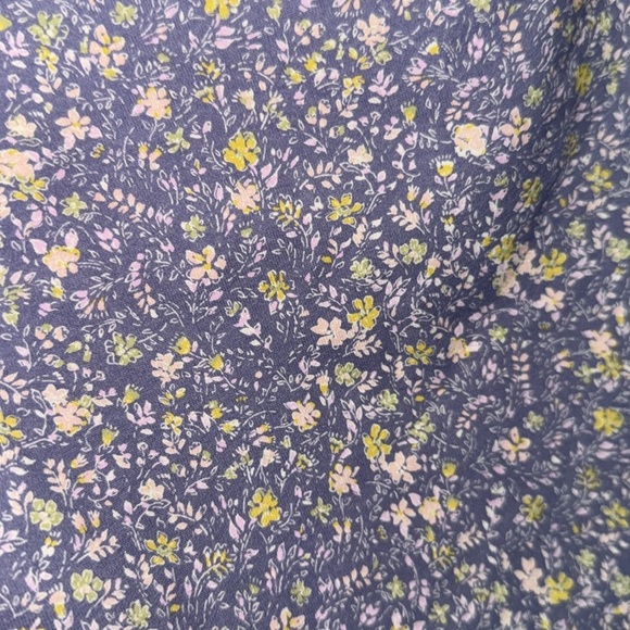 Free People bodysuit puff ruched shirt sleeve Bella chambray combo floral xL NeW - Picture 8 of 9